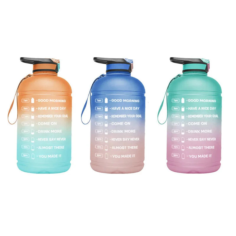 1 Gallon 128oz  Fitness Gym Outdoor Sport Travel BPA Free Tritan Water Bottle Sport Jugs with Time Marker & Straw