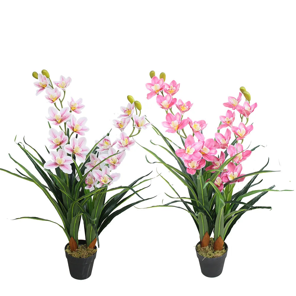 Hot Sale PEVA Artificial Orchid Flowers Plant Bulk Yellow/White/Pink Eco-friendly 90CM Home & Garden Decoration