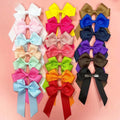 Wholesale Customized Handmade Large Grosgrain Ribbon Bows Boutique Hair Accessories with Long Tail Hair Clip for Kids