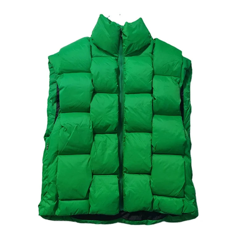 Men's Casual Winter Eco-Friendly Anti-Pilling Eiderdown Vest Zipper Thick Warm Mandarin Collar Sleeveless Jacket Stylish