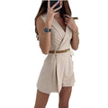 High Quality Women Suit Jumpsuit New European and American Slim Fit Solid Color Sleeveless Suit V Neck One Piece
