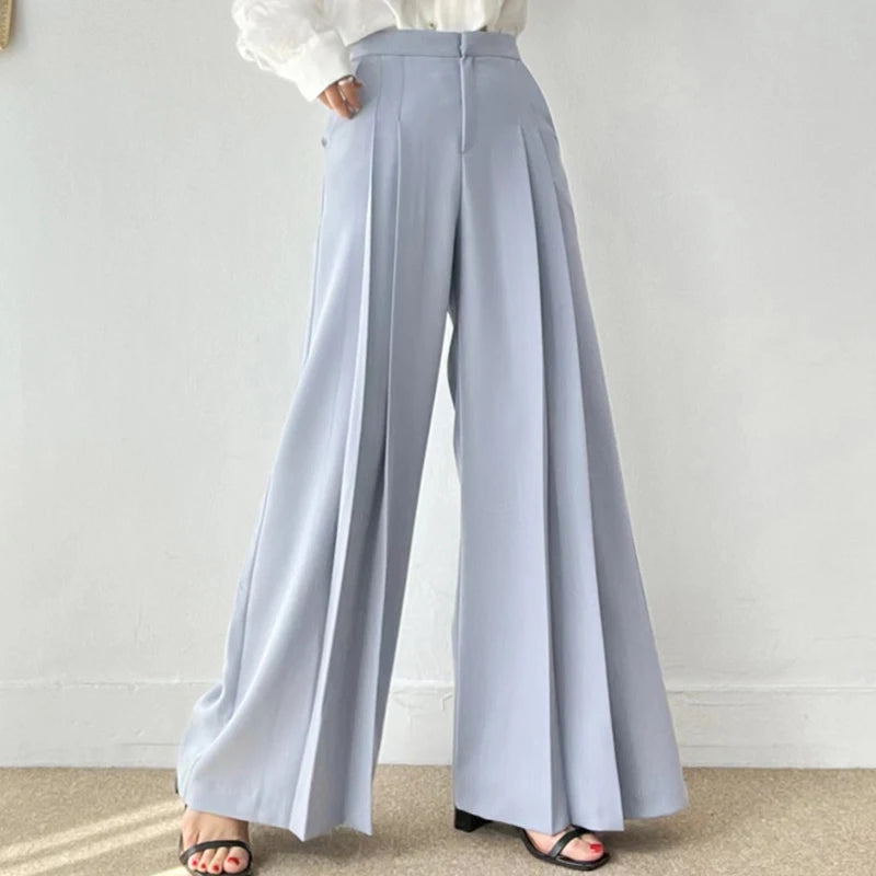 Boutique Wholesale 2024 Summer New Style High Waist Versatile Pleated Design Loose Draping Wide Leg Women's Pants