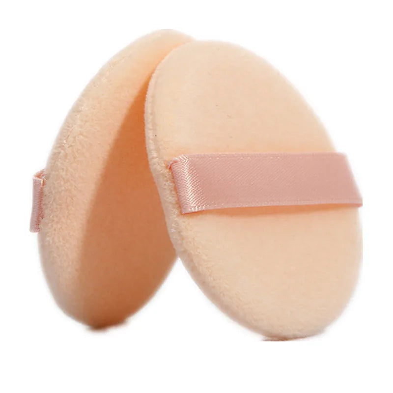 Custom Logo Round Rectangular Cosmetic Powder Blusher Makeup Puff Washable Flocking Sponge Material