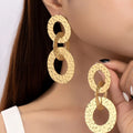 SC Wholesale Vintage Gold Plated Earrings Retro Geometric Charm Earrings Fashion Long Round Pendant Earrings for Women