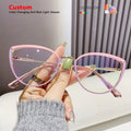 Fashion High Quality New Unisex Eyeglasses Metal Frame Cat Eye Women Red Pink Anti Blue Light Blocking Glasses for Reading