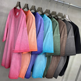 260 Gsm Customization Men's Sun Faded Clothing Blank Vintage Tshirt 100 Cotton Hip-hop Cropped Box No Hem Tee Shirt