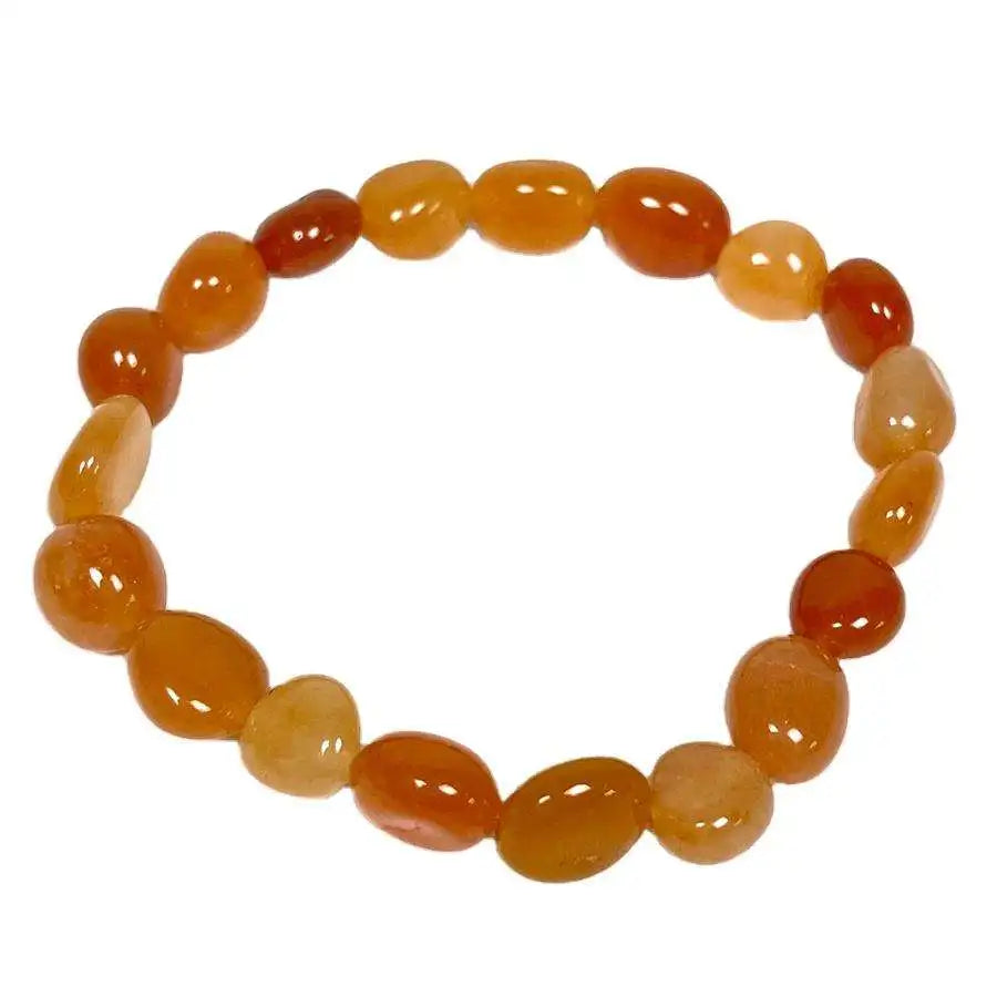 Natural Red Aventurine Bracelet Round Bead Crystal Quartz Healing Stone Tumbled Nugget Bracelet Women Men Jewelry Gift