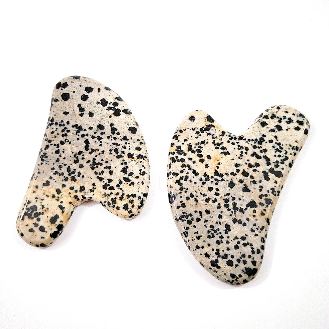 DIY Best Present Natural Facial Gua Sha Heart Dalmatian Jasper Facial Gua Sha Massage Tool