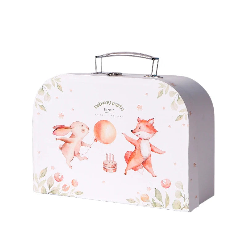 Custom High Quality Luxury Paper Board Suitcase Packaging Box Children White Cardboard Mini Suitcase Gift Box