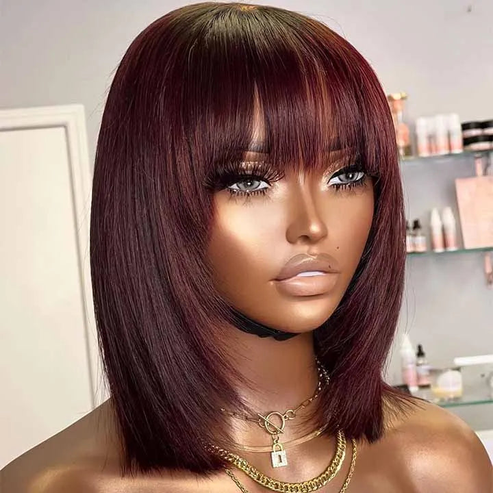 Wholesale Raw Brazilian  Virgin Hair 99j Short Bob Wigs Human Hair 5X5 Lace Front Hd Lace Frontal Wig Vendors  Human Hair Wigs