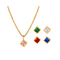 Alin Custom Single Big Diamond Pendant Moissanite Colorful Stones Charm Stainless Steel Necklaces for Best Friends