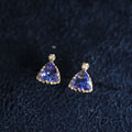 2026 NEW DESIGN Tanzanite Blue Zircon Gold Plated S925 Silver Earrings