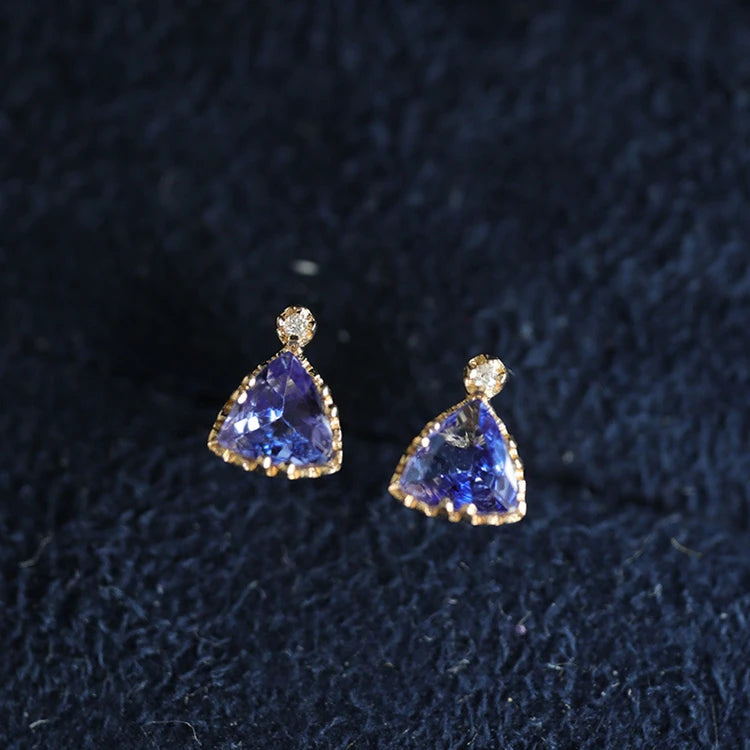 2026 NEW DESIGN Tanzanite Blue Zircon Gold Plated S925 Silver Earrings
