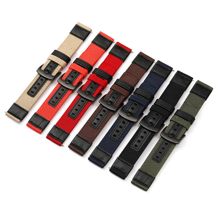 Woven Canvas Fabric Leather Quick Release Watch Band 18mm 20mm 22mm 24mm Cordura Sailcloth Custom Logo Watch Strap for Samung S3