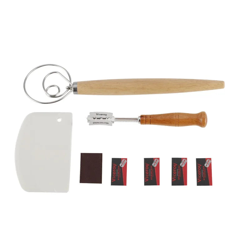 Bread Baking Tools Set Stainless Steel Dough Whiskscraper Bread Slashing Tool with 4 sharp Blades