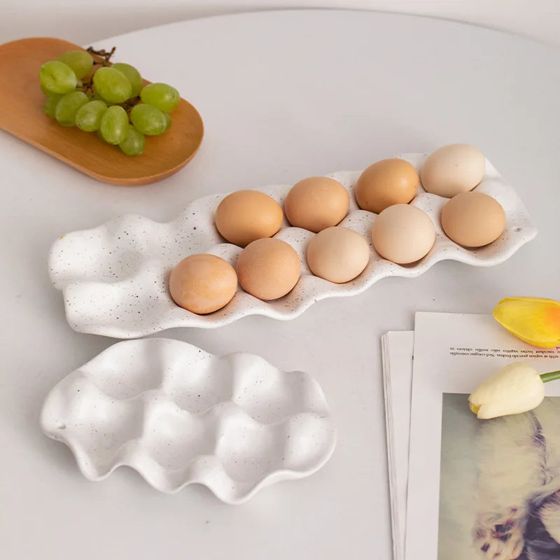 Modern Ins Kitchen Simple Ceramic Egg Tray Storage Box Stand Type Household Refrigerator Special Preservation and Organizing