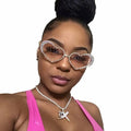 Plastic Trendy Ladies Shaped Shades Sun Glasses Fashion UV400 Trendy Bling Heart Diamond Sunglasses for Women