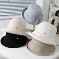 Solid Color Women Outdoor Bucket Hat Elegant Fisherman Hat Small Bow Curl Spring Summer Sunshade Elegant Sun Hat