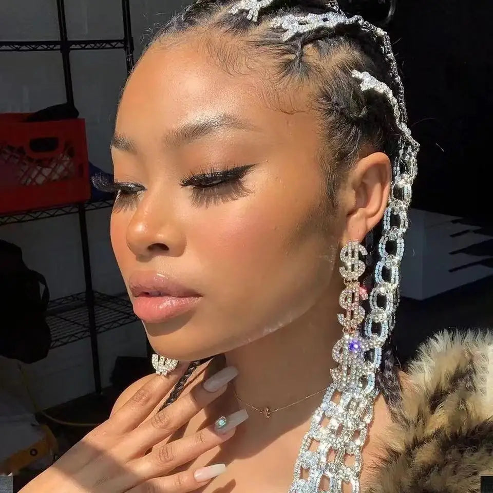 New Design Long Braided Rhinestone Hair Accessories Bing African Small Braid HipHop Trendy Street Photo Euro-American Jewelry