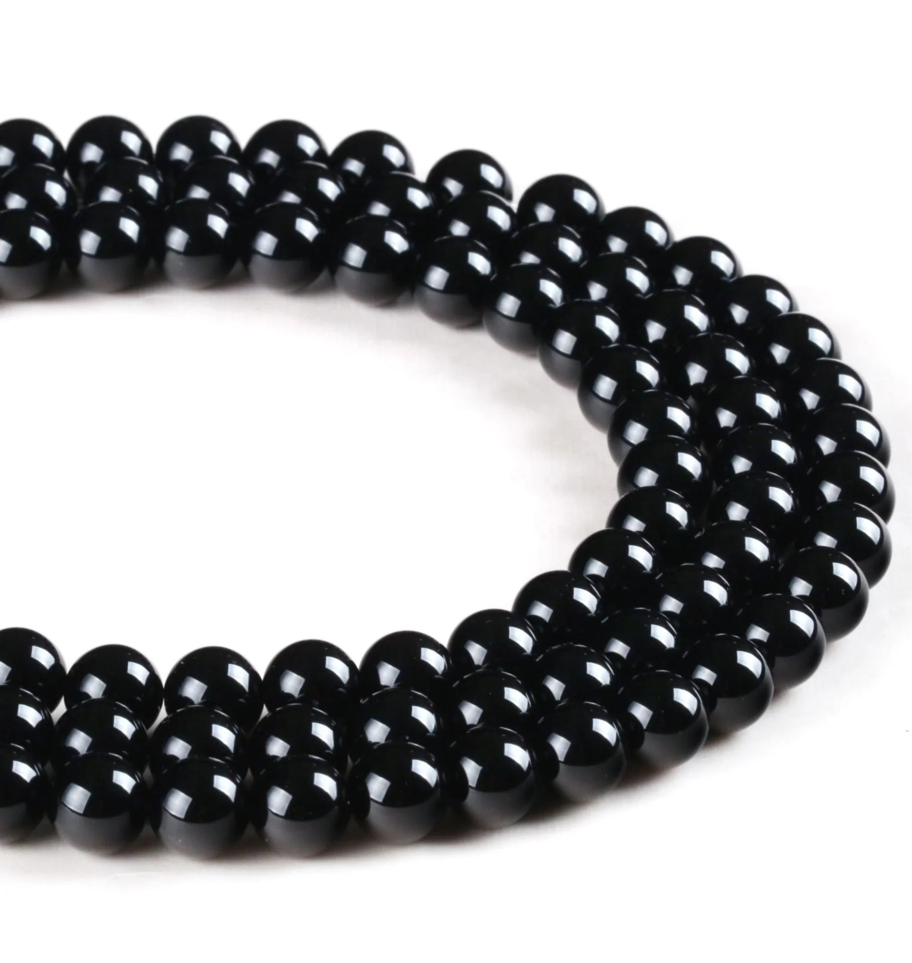 4/6/8/20/12mm High Grade Natural Black Onyx Loose Stone Beads for DIY Jewelry Making
