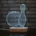 Bowling Pattern Advertising Led Lamp 3d Illusion Lamp for Store Laser Engraved Sport Player Lover Gift Wood Base Lamp