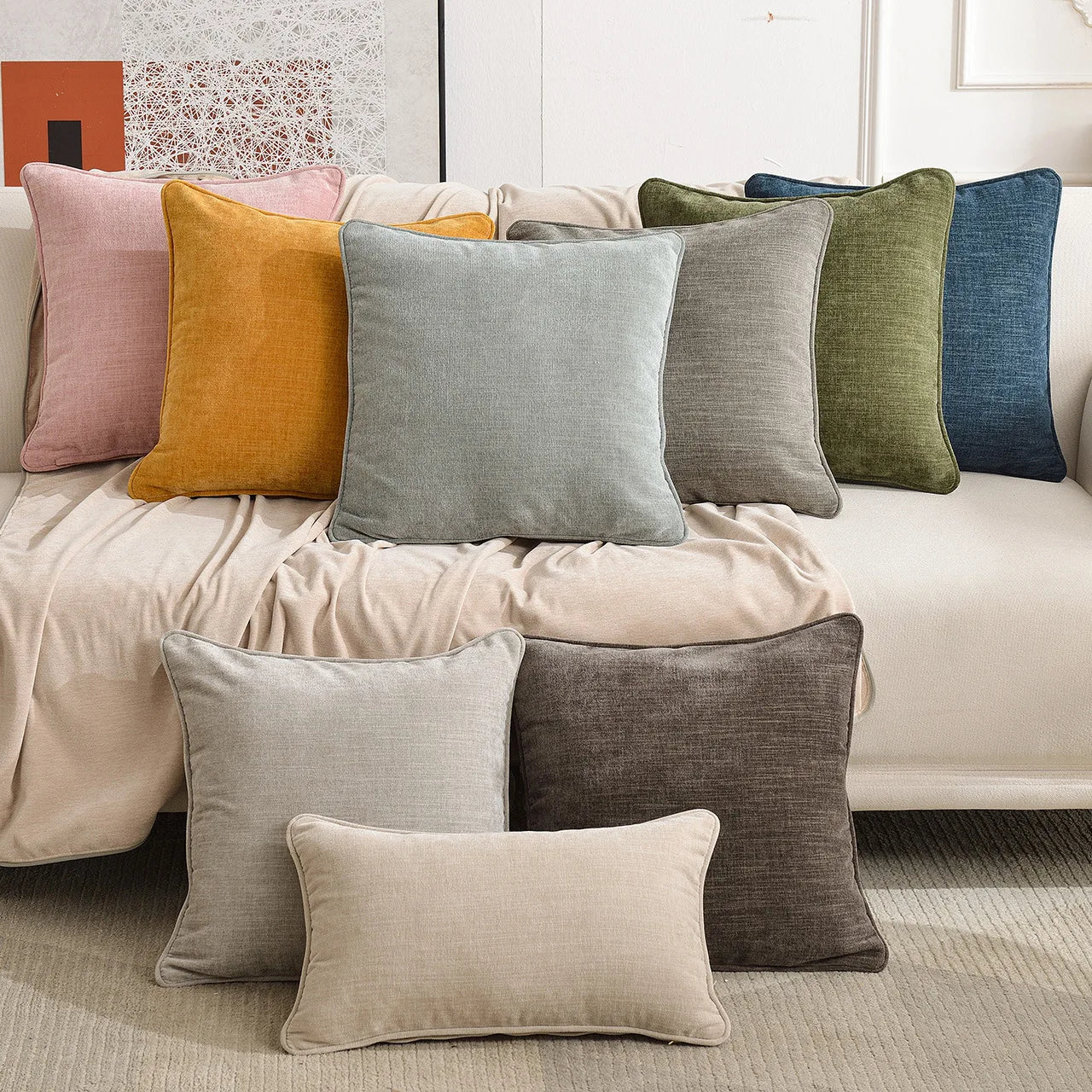 Wholesale Chenille Cushion Cover Decorative Pillow Case Solid Color Chenille Throw Pillow Cover Cushion Case 18 X 18