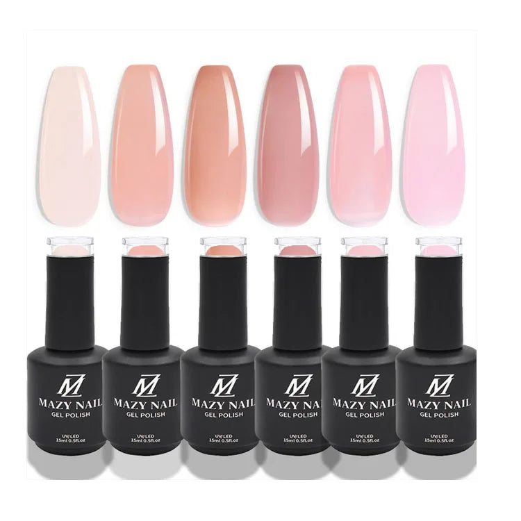 Mazy Nail Factory Wholesale 15ml Black Bottle 6 Colors Rubber Nail Gel Base Coat