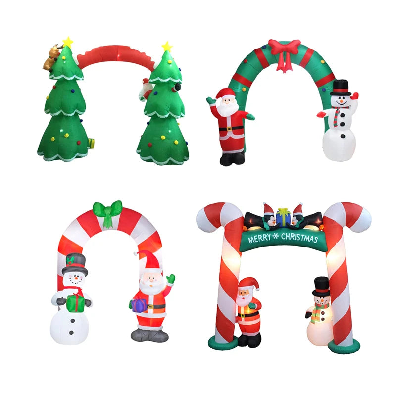 Hot-selling Christmas Santa Claus Christmas Tree Inflatable Arches 100% Polyester Customizable Sizes Outdoor Yard Party
