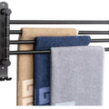 Wall Mounted Black  SUS304 Stainless Steel Towel Bar 4-Arms Towel Hanger Space Saving Swivel Towel Racks