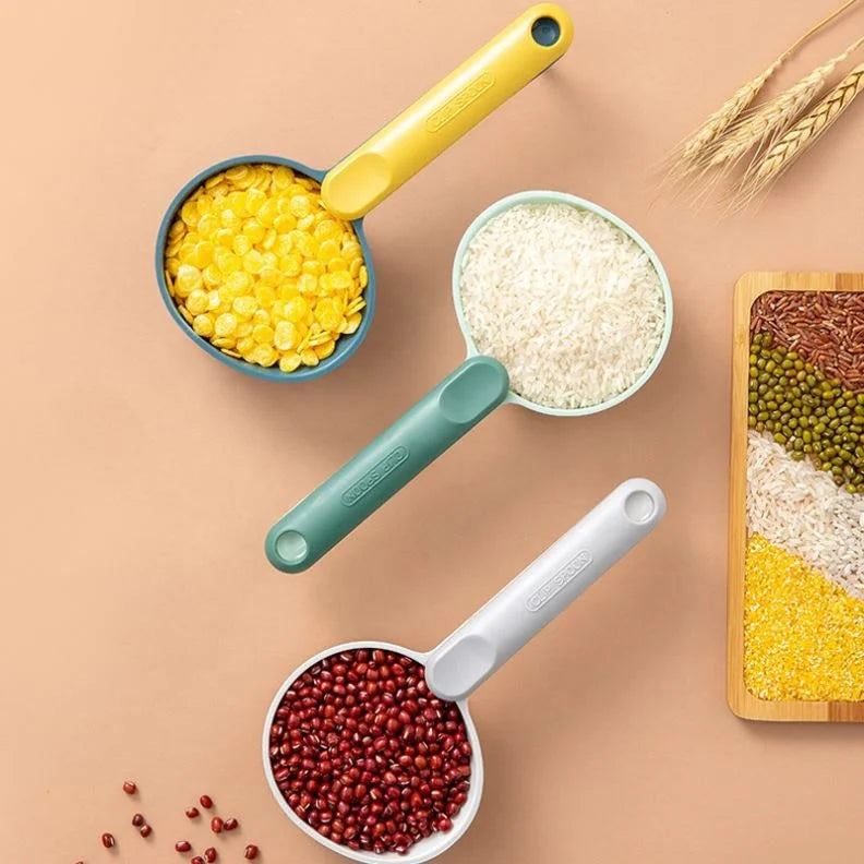 Kitchen Household Scoop Rice Spoon With Sealing Clip Multi-function Grain Flour Spoon Simple Large-capacity Pet Dog Food Shovel
