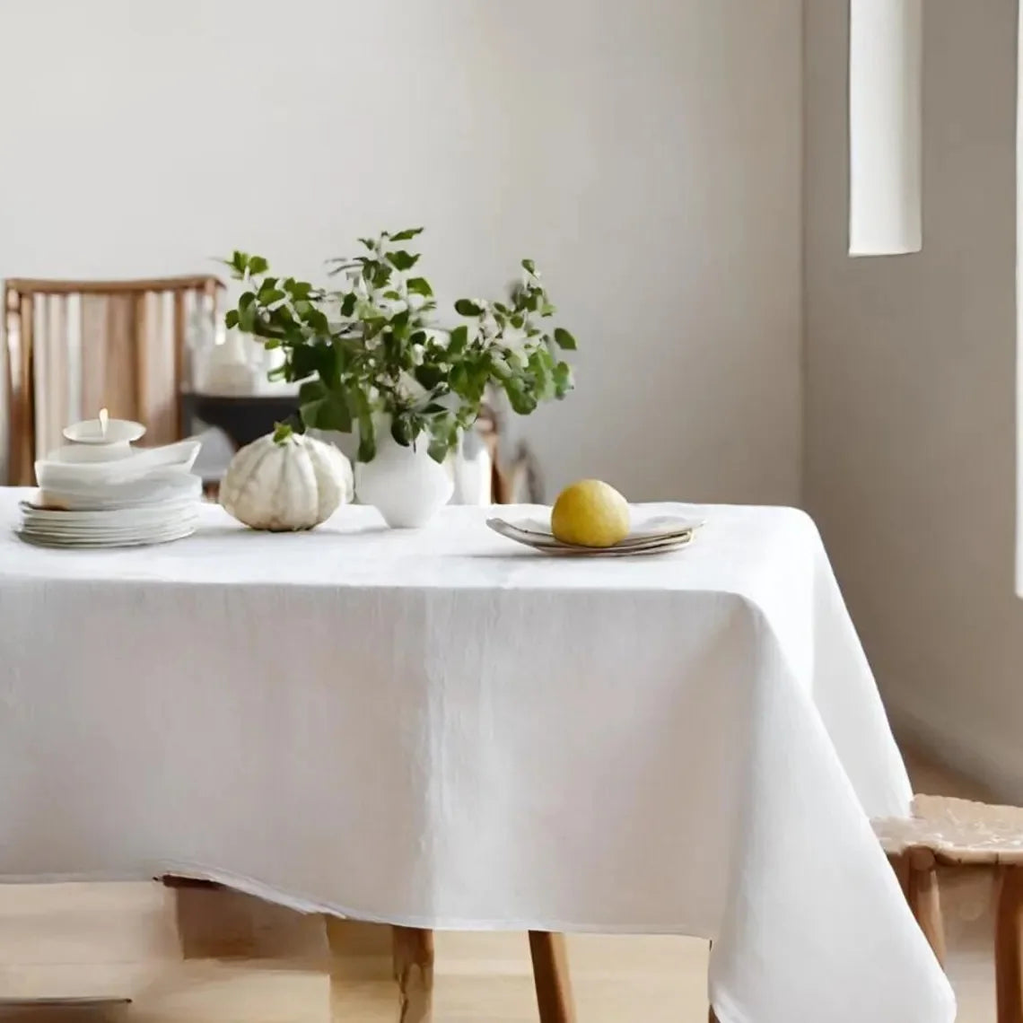 White Linen Tablecloth for Outdoor Wedding Party 108x156 Tablecloth White Original Factory Low Price