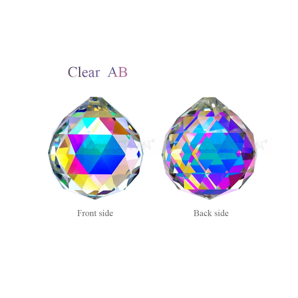 AB Crystal Ball 15.20.25.30.40mm  Chandelier Lighting Prisms Ball Suncatcher Hanging Pendant GOLDENHAITAI
