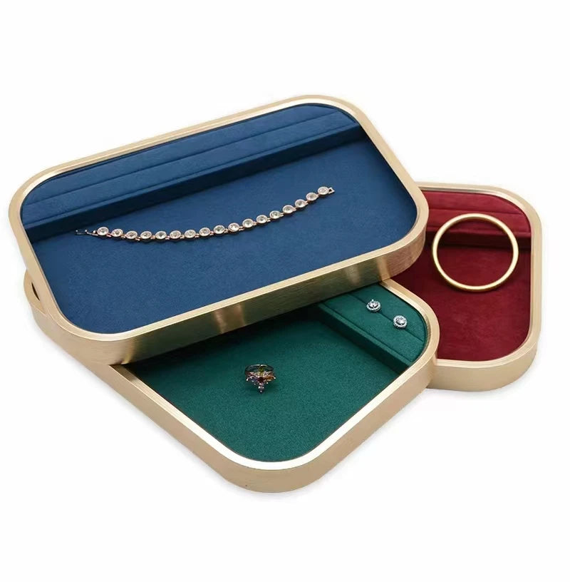 Fancy Decorative Gemstone Display Stand Metal Jewelry Display Tray for Diamond Earrings Pendant Bracelet Ring