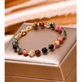 Natural Tourmaline Magnetic Bracelet Gemstone Gold Plated Lucky Jewelry Colorful Crystal Beads Charm Bracelet