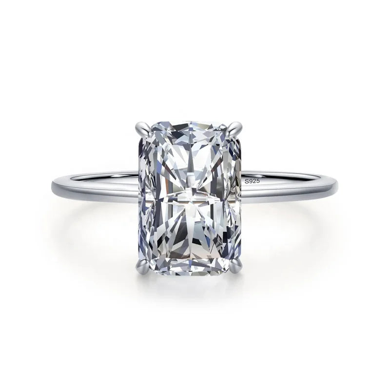 JZ1329 S925 Emerald Cut Diamond Engagement Wedding Ring Diamonds Bands Sterling Silver Cubic Zirconia Fine Jewelry for Women MegaBDM