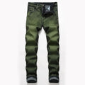 New Gray Green Mens Jeans Fashion Classic Style Elastic Straight Slim Denim Trousers High Elastic Skinny Jeans for Male
