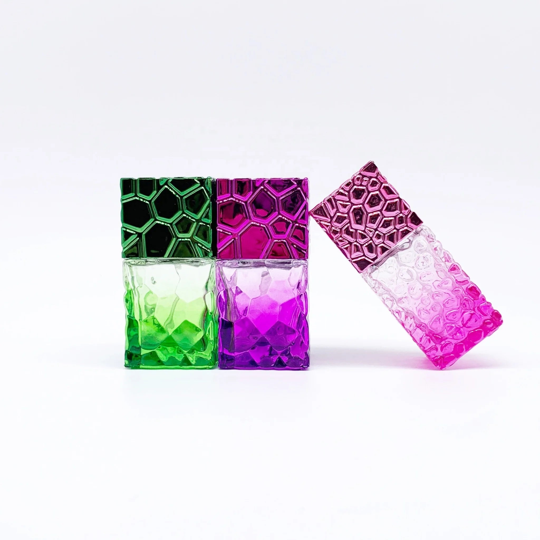 Wholesale New Design Empty Luxury Colour Spray Rectangle Refillable Fancy 30ml Glass Perfume Bottle Screw Cap Screen Printed