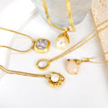 Wholesale Fashion 18K Gold Plated Stainless Steel Waterproof Jewelry Geometric Pendant Necklace Set Pearl Necklaces for Women
