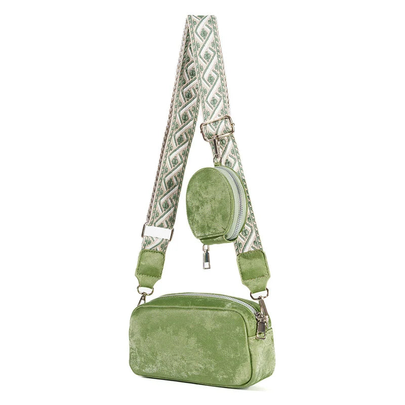 2024 New Candy-colored Women's Single Shoulder Crossbody Bag Wide Shoulder Strap Female Bag Multi-function Mobile Phone Bag