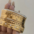 CLIORO Trending Gold Plated North Star CZ Inlaid Cuff Set Tarnish Free Stainless Steel Bracelets & Bangles