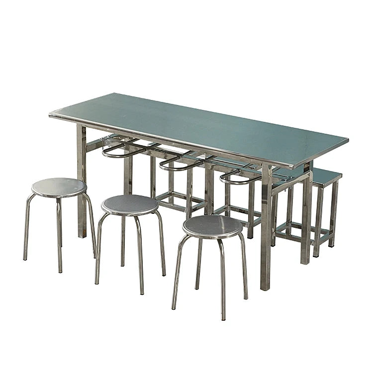 Modern Stainless Steel Restaurant Furniture for 4-8 Seater for Restaurants Schools Hotels Canteens