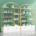 Cosmetics Display Case Beauty Salon Nail Skin Care Barbershop Product Display Case Shelf Small Gold Storage Cabinet Salon Hair