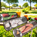 Modern 304 Stainless Steel Outdoor Barbecue Cage Cylindrical BBQ Smoke Net Barrel Tool for Camping Sustainable Design