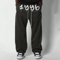 New Style Print French Terry Fleece Baggy Straight Wide Leg Men's Sweatpants 100% Cotton Heavyweight Men Joggers Sweat Pants