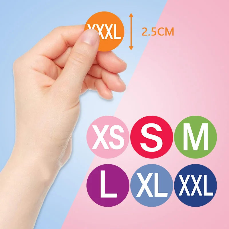 Clothes Size Label Stickers Clothing Shoe and Hat Size Model Round Self-adhesive Label Sticker Customization Sticker for Clothe