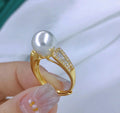 R873 10-11mm Natural Freshwater Pearl Ring Accessory 925 Sterling Silver Adjustable Size Engagement Jewelry Ring for Women