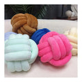 Handmade New Arrival Solid Color Knot Pillows Pink Blue Grey Soft Velvet Knot Ball Cushion Throws