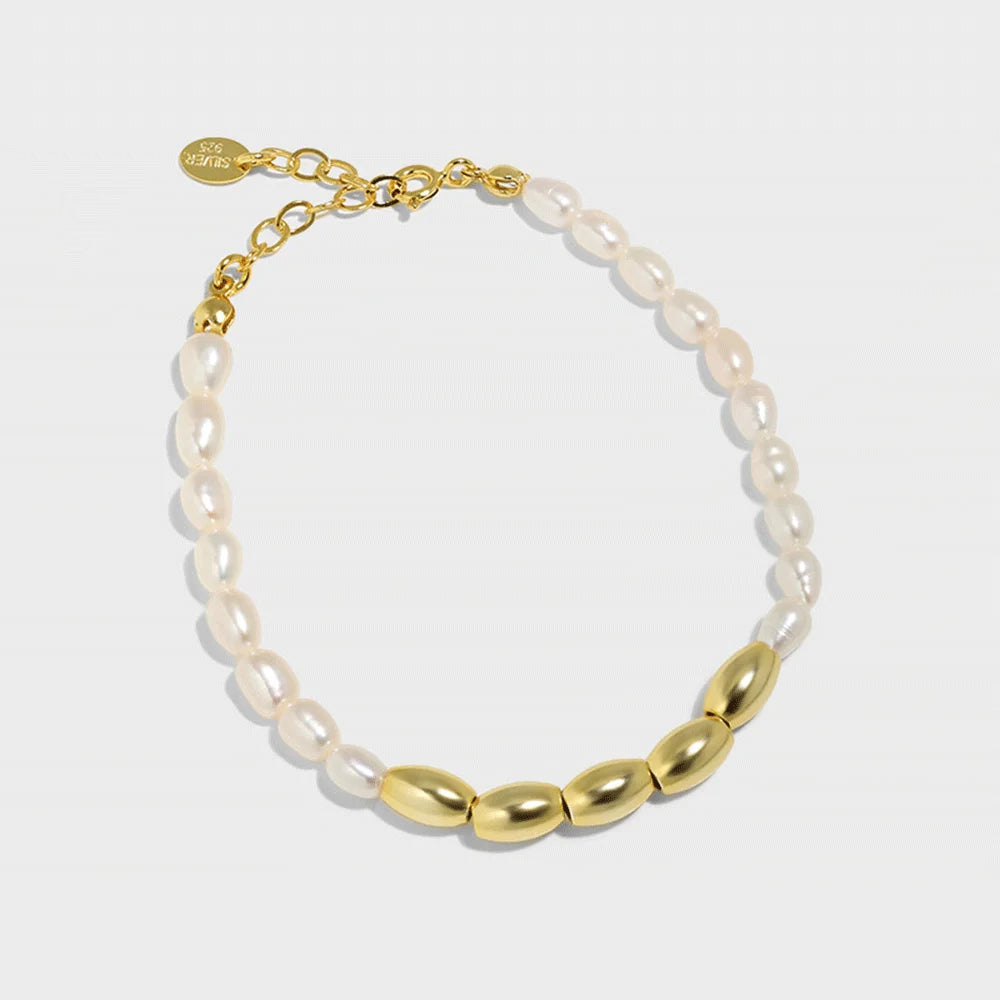 FUAMAY 925 Silver Chain Beads 18K Gold Plated Fresh Water Pearl Bracelets Bangles Pulseras De Perlas Naturales Con Dijes