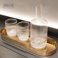 Merlin Living Unique Vintage Ribbed Juice Cocktail Whiskey Glass Liquor Decanter Nordic Wedding Party Birthdays for Home Decor