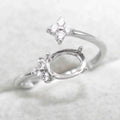 Sterling Silver 6*8mm Semi Mount Ring Frame Empty Blank Support Claw Setting S925 Base Holder Without Center Stone for DIY Inlay